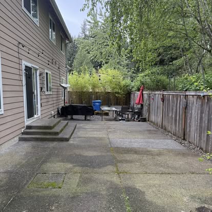 Patio before cleaning – moss and dirt